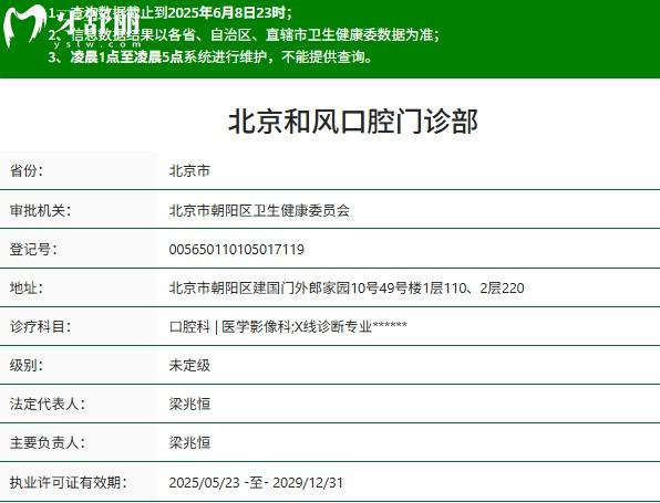 北京和風(fēng)口腔門診部正規(guī)資質(zhì)